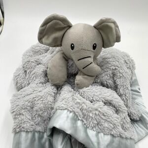 Everyday Kids Elephant Lovey Blanket Plush Satin Trim 30x30 Security Gray